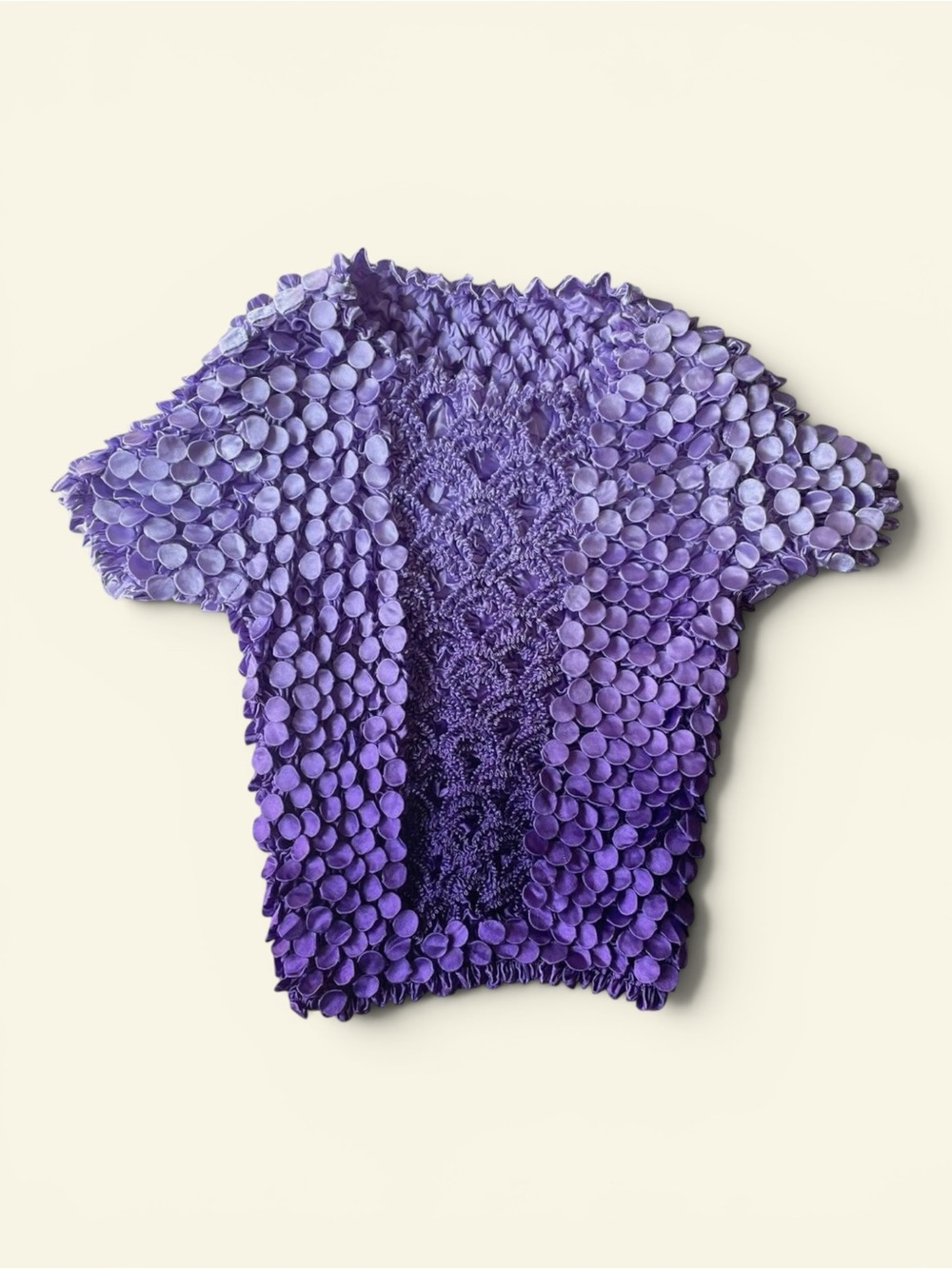 Vintage Y2K Purple Popcorn Top Ombre Bubble Petal Cardigan Y2K Fairycore OS Chic